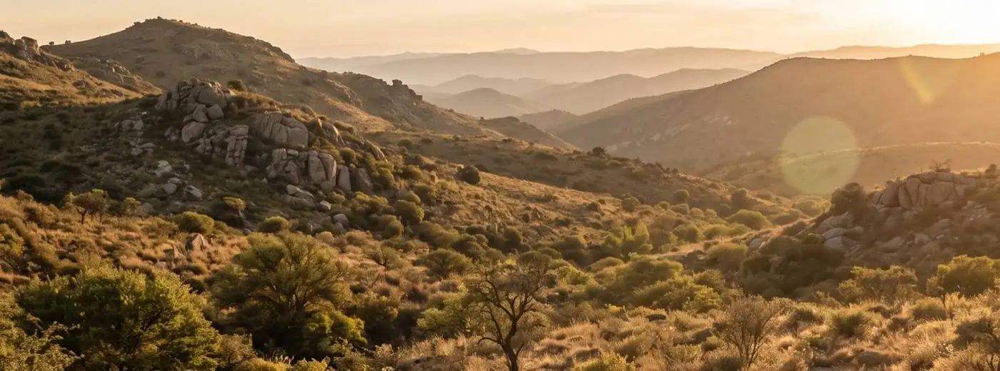 Sierras y valle al atardecer, Sierras de Córdoba
